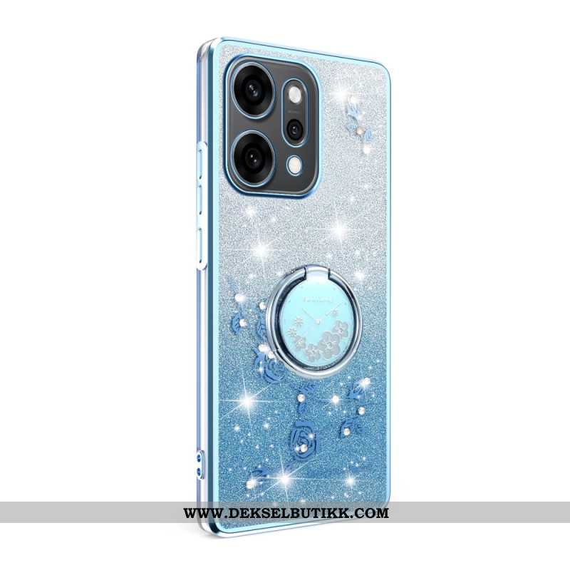 Deksel Oppo Reno 14 5g Mobildeksel Blomster Og Rhinstener Med Ringholder