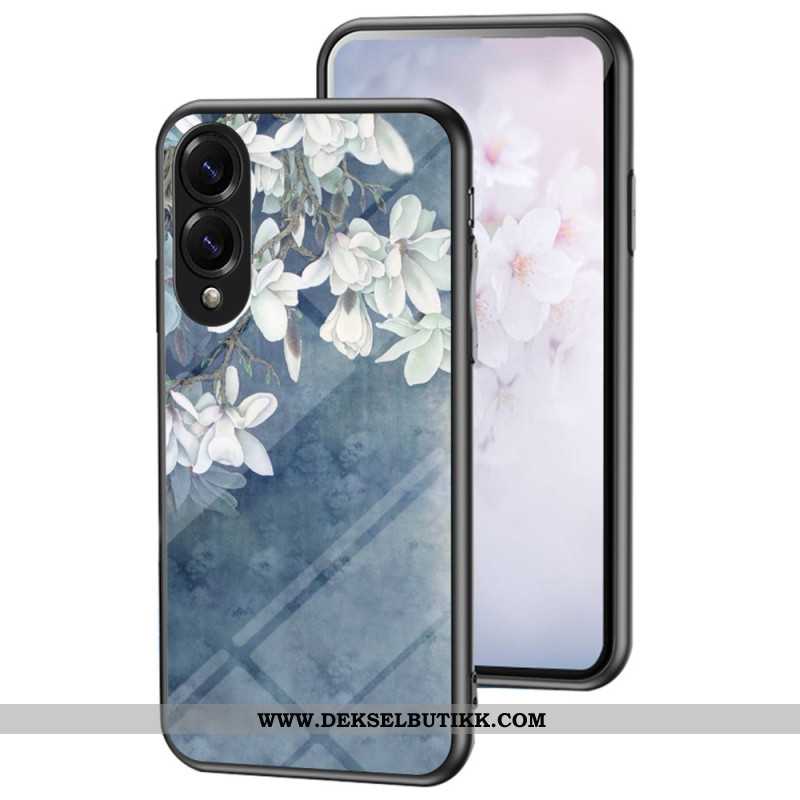 Deksel Samsung Galaxy S25 5g Edge Mobildeksel Kortholder Med Blomstermønster I Herdet Glass