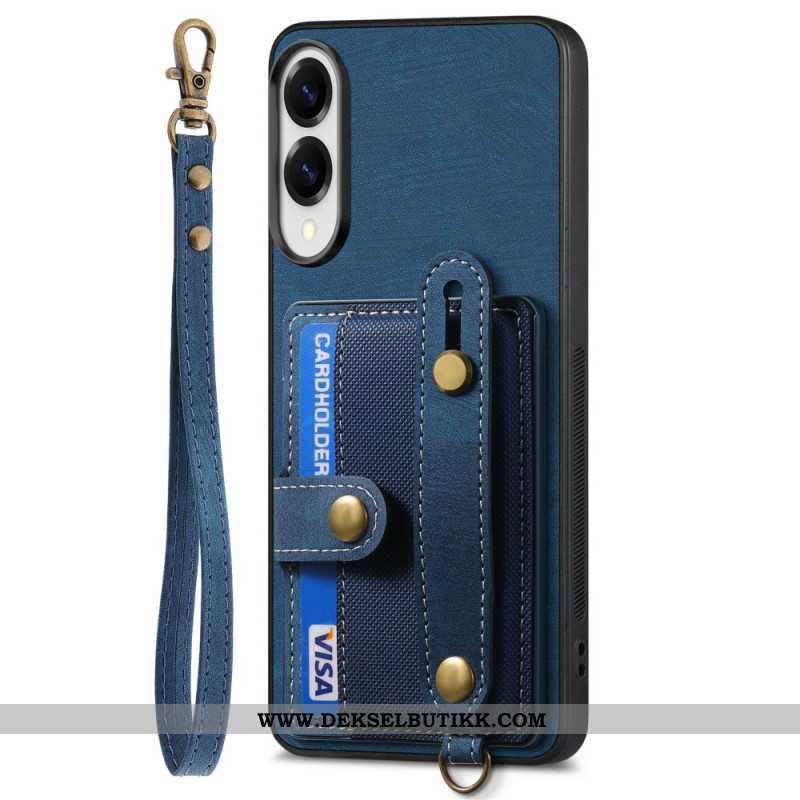 Deksel Samsung Galaxy S25 5g Edge Retro Kortholder Og Håndleddsstropp