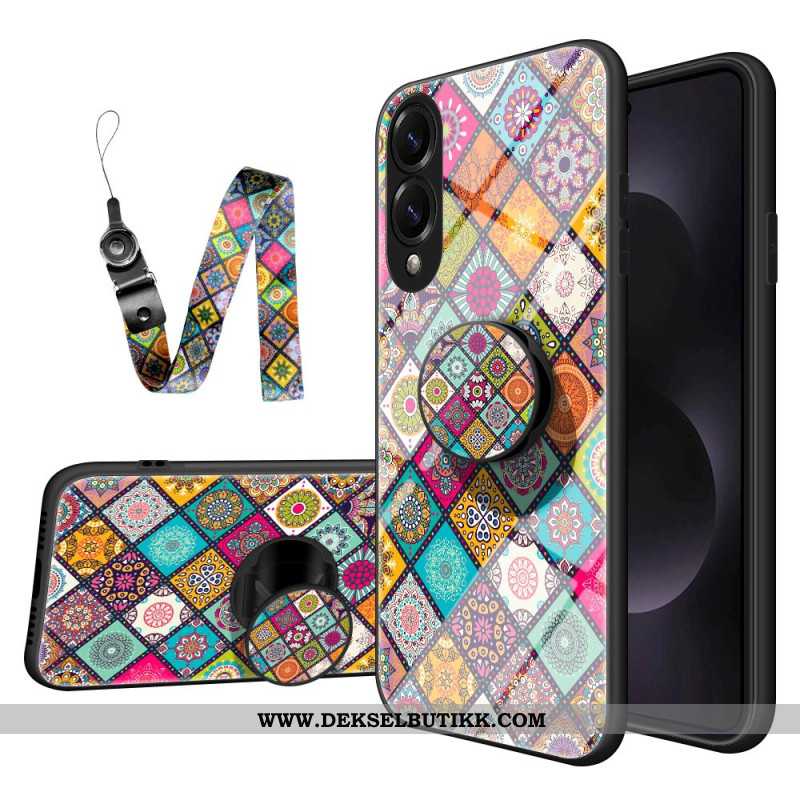 Deksel Samsung Galaxy S25 5g Edge Stativ Og Snor Med Lappeteppemønster