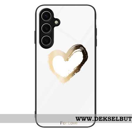 Deksel Samsung Galaxy S25 5g Gullt Hjerte På Hvit Bakgrunn Herdet Glass