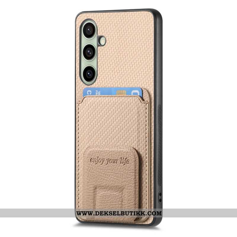 Deksel Samsung Galaxy S25 5g Kortholder Og Stativ I Karbonfiber Beskyttelse Deksel