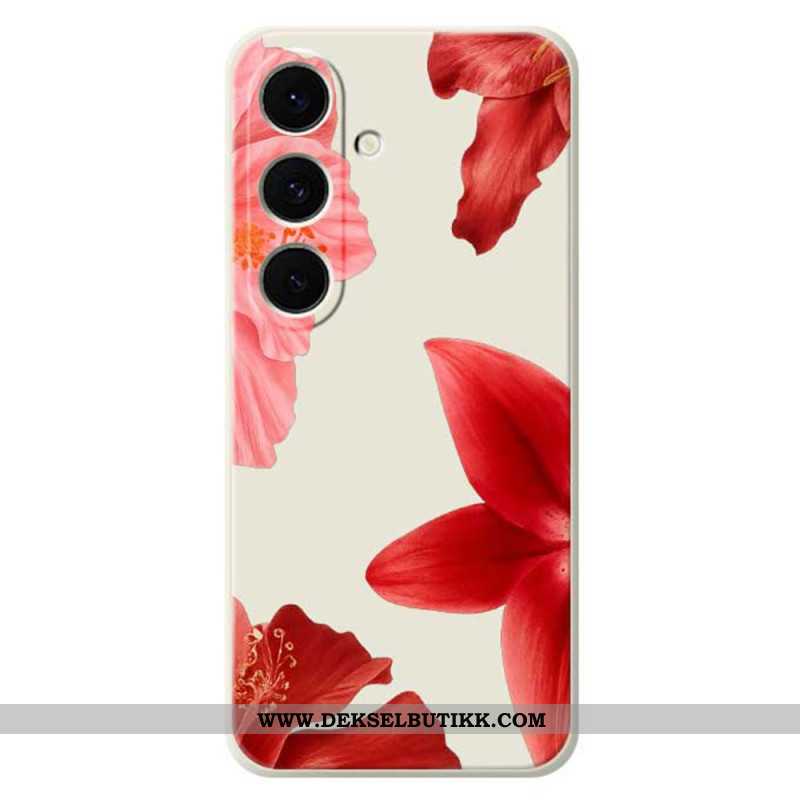 Deksel Samsung Galaxy S25 Fe Rød Blomstersilikon Beskyttelse Deksel