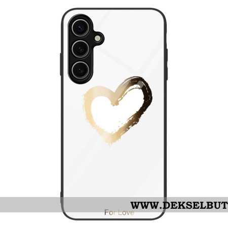 Deksel Samsung Galaxy S25 Plus 5g Gullhjerte I Herdet Glass På Hvit Bakgrunn