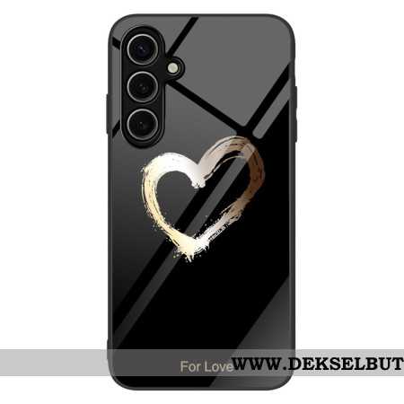 Deksel Samsung Galaxy S25 Plus 5g Herdet Glass Med Gullhjerte På Svart Bakgrunn