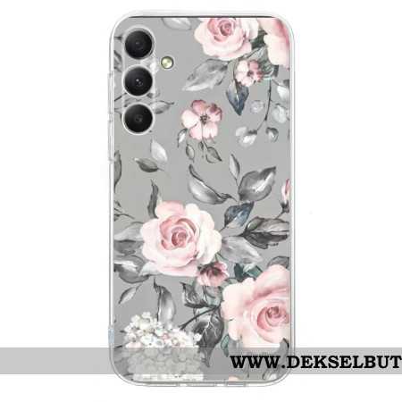 Deksel Samsung Galaxy S26 Mobildeksel Blomster På Grå Bakgrunn