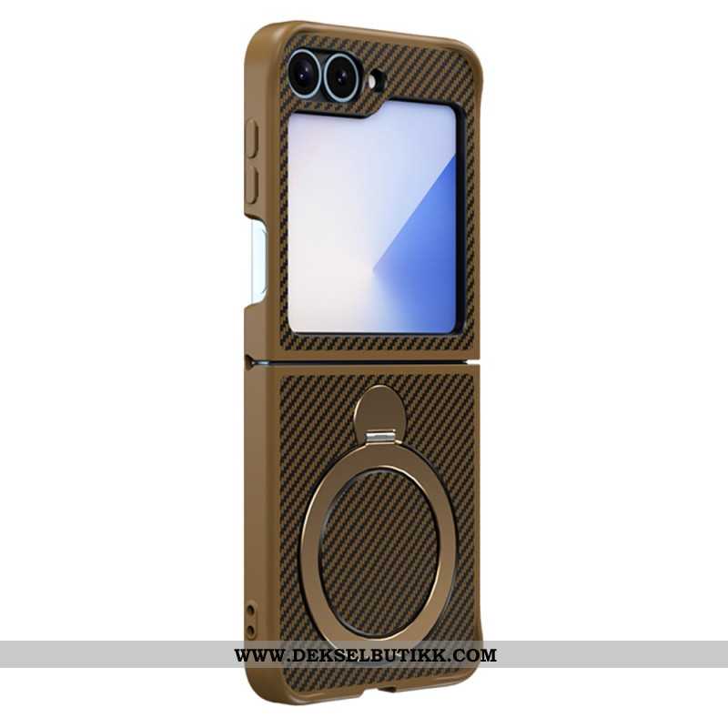 Deksel Samsung Galaxy Z Flip 7 Fe Karbonfiberdesign Med Magnetisk Stativ