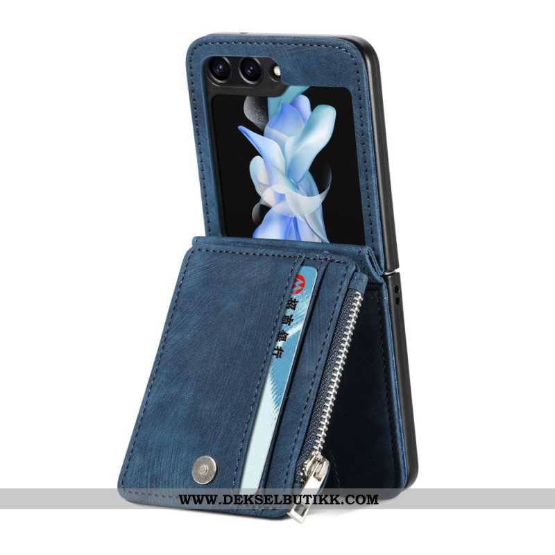 Deksel Samsung Galaxy Z Flip 7 Fe Retro Stativ Og Kortholder Med Glidelås