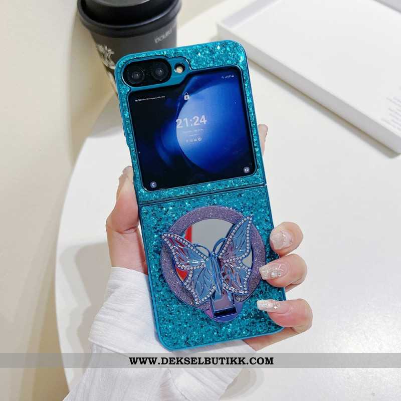 Deksel Samsung Galaxy Z Flip 7 Fe Rhinestone-sommerfuglstativ
