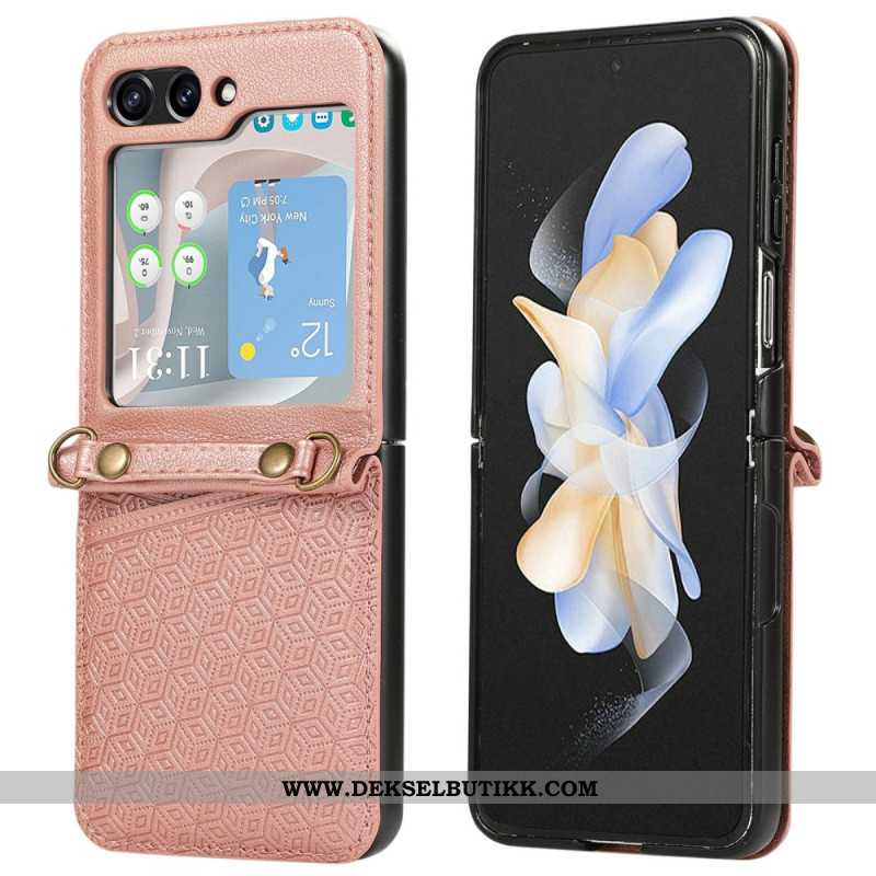 Deksel Samsung Galaxy Z Flip 7 Mobildeksel Kortholder I Rombedesign