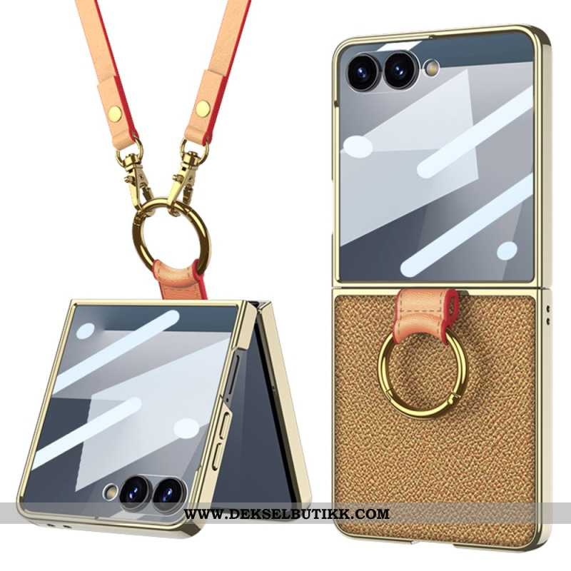 Deksel Samsung Galaxy Z Flip 7 Ringholder Og Avtakbar Skulderstropp Beskyttelse Deksel