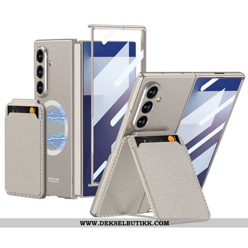 Deksel Samsung Galaxy Z Fold 7 Avtakbar Kortholder Og Integrert Stativ Beskyttelse Deksel