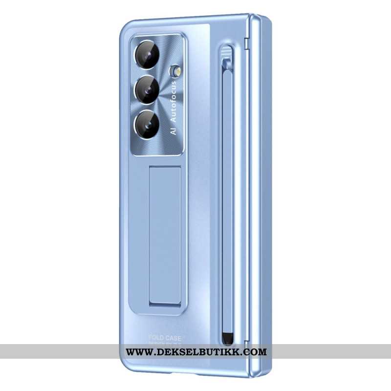 Deksel Samsung Galaxy Z Fold 7 Stativ Og Skjermbeskytter Med Metalleffekt