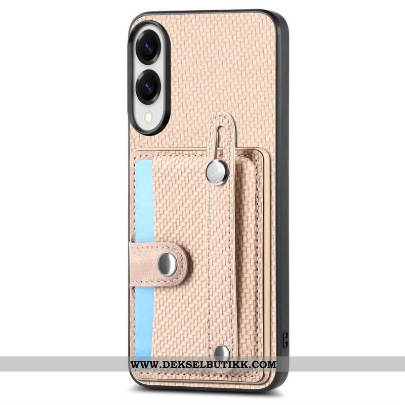 Deksel Til Samsung Galaxy S25 5g Edge Karbonfiber Med Kortholder Og Stroppstativ