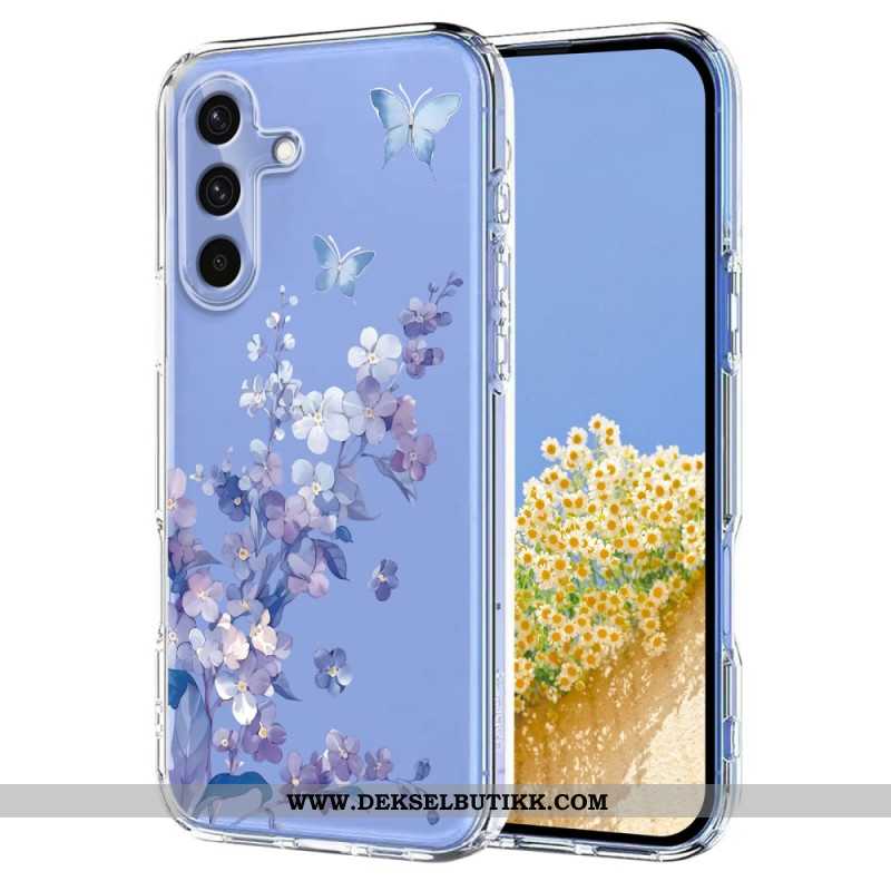 Deksel Til Samsung Galaxy S25 Fe Gjennomsiktig Blomster- Og Sommerfugldesign