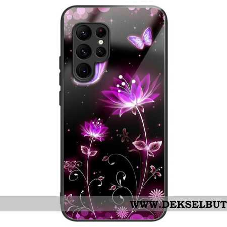 Deksel Til Samsung Galaxy S25 Ultra 5g Blomster Og Sommerfugler I Herdet Glass