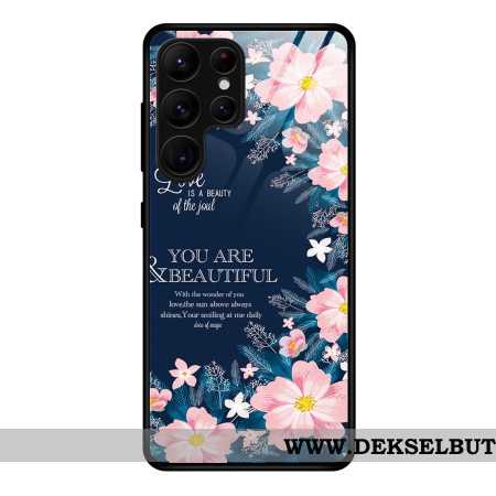 Deksel Til Samsung Galaxy S25 Ultra 5g Rosa Blomster I Herdet Glass