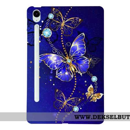 Deksel Til Samsung Galaxy Tab S10 Fe Plus Blå Og Gullsommerfugler
