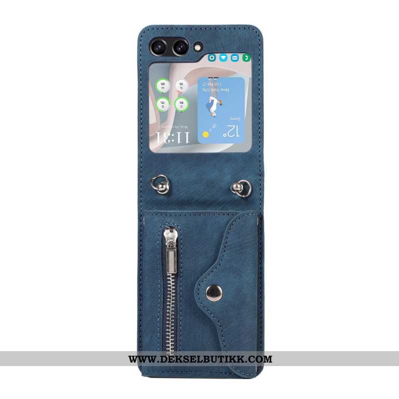 Deksel Til Samsung Galaxy Z Flip 7 Lommebok Med Snor Og Skulderstropp