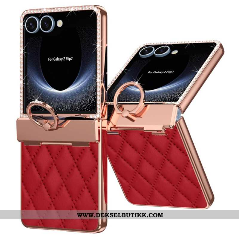 Deksel Til Samsung Galaxy Z Flip 7 Ringstativ Og Strassdekorasjon