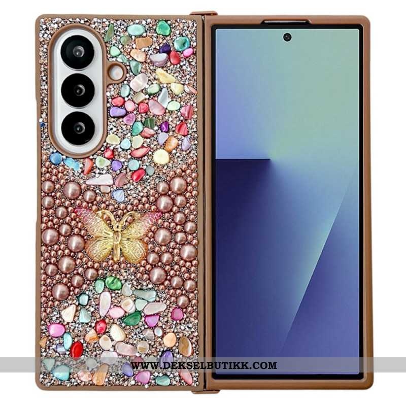 Deksel Til Samsung Galaxy Z Fold 7 Rhinestone-sommerfugl