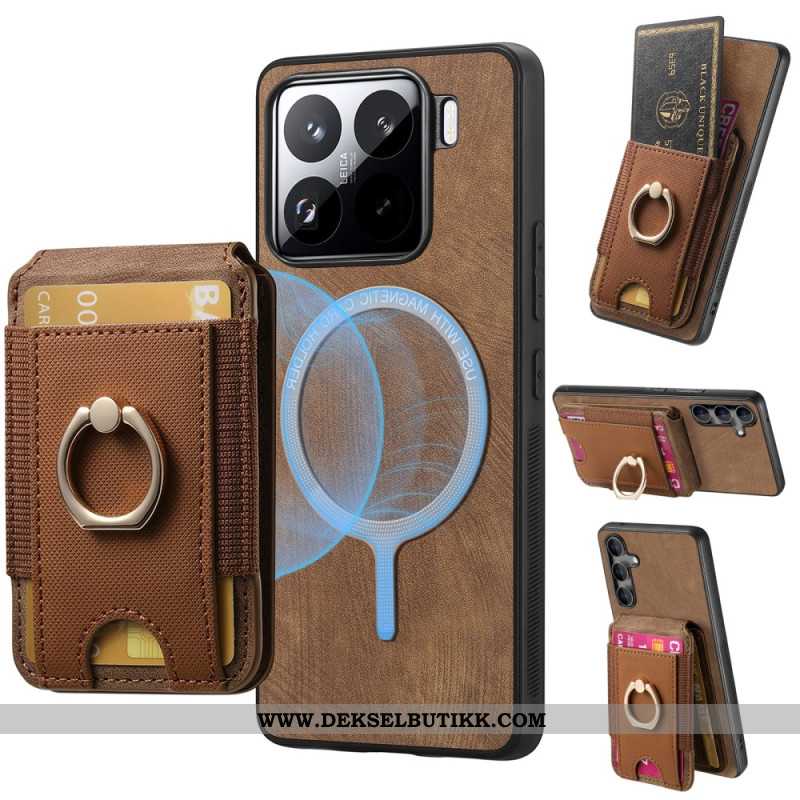 Deksel Xiaomi 15 Avtakbar Kortholder Og Stativ I Semsket Skinneffekt