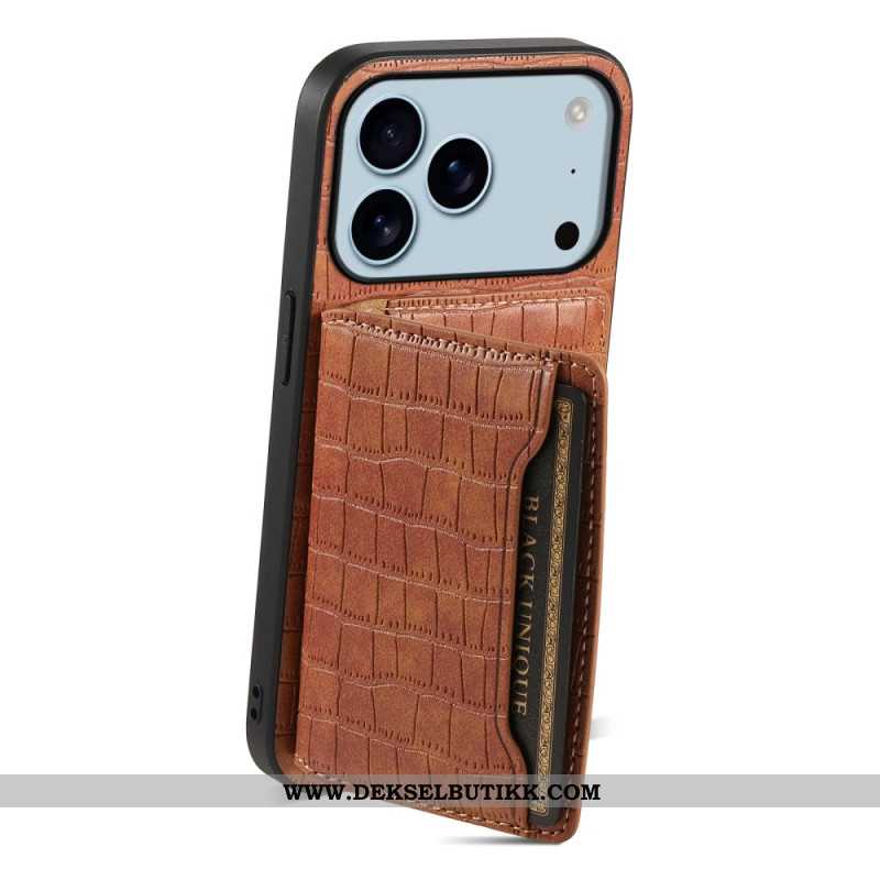 Deksel iPhone 17 Pro Kortholder I Krokodilleeffekt Beskyttelse Deksel