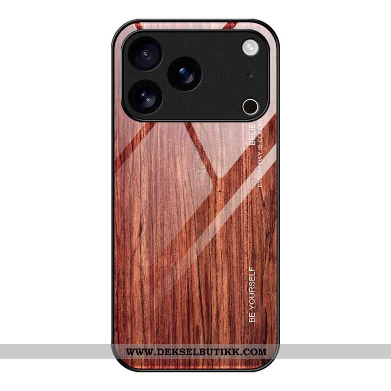 Deksel iPhone 17 Pro Max Herdet Glass I Treeffekt Beskyttelse Deksel