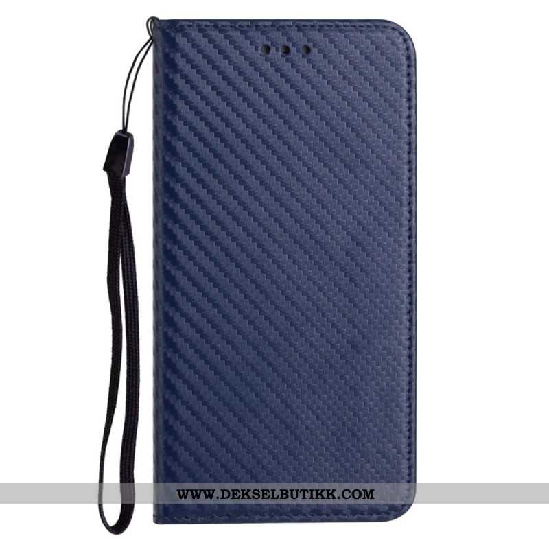 Folio Deksel Lær Xiaomi Redmi Note 14 Pro 5g Mobildeksel Karbonfiber Med Stropp