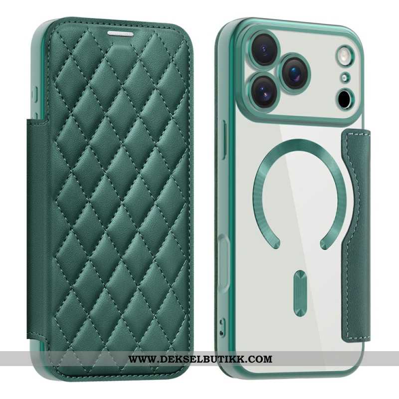 Folio Deksel Lær iPhone 17 Pro Mobildeksel Magsafe-kompatibel Vattert