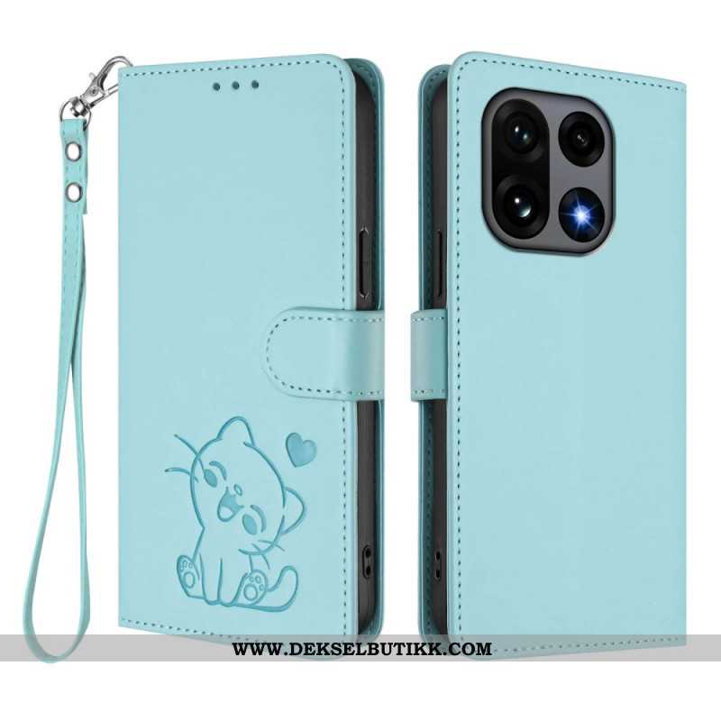 Folio Deksel Oneplus 15 Liten Katt Med Stropp Beskyttelse Deksel