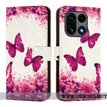 Folio Deksel Oneplus 15 Rosa Sommerfugler Beskyttelse Deksel