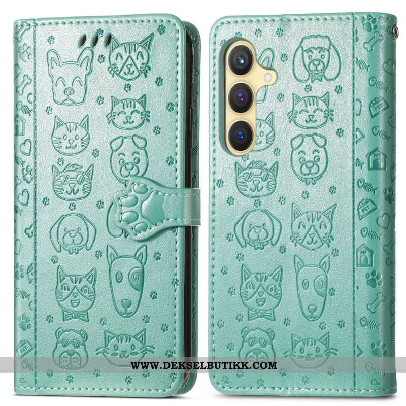 Folio Deksel Samsung Galaxy S25 5g Animerte Dyr Beskyttelse Deksel