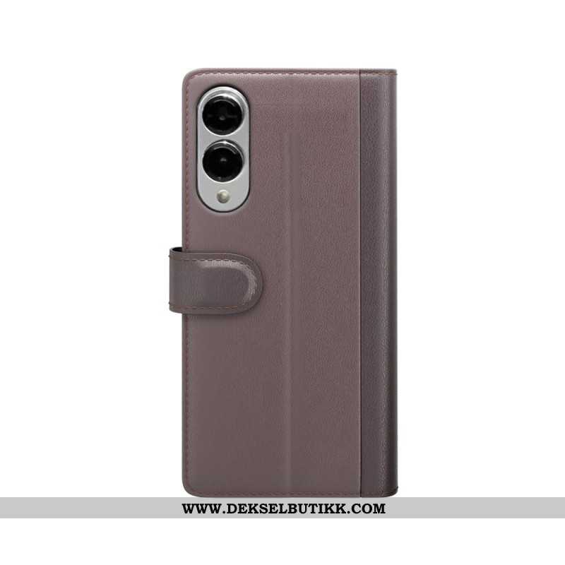 Folio Deksel Samsung Galaxy S25 5g Edge Ekte Skinn Beskyttelse Deksel