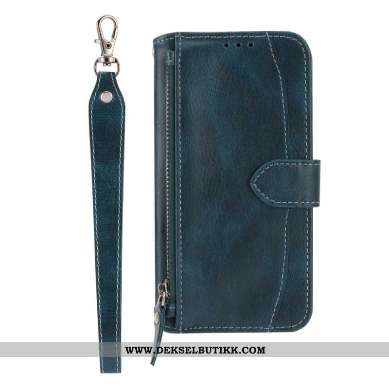 Folio Deksel Samsung Galaxy S25 5g Edge Vintage Lommebok Med Stropp Og Skulderstropp