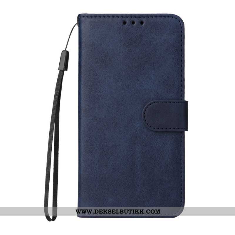 Folio Deksel Samsung Galaxy S25 5g Ensfarget Stropp Med Skinneffekt