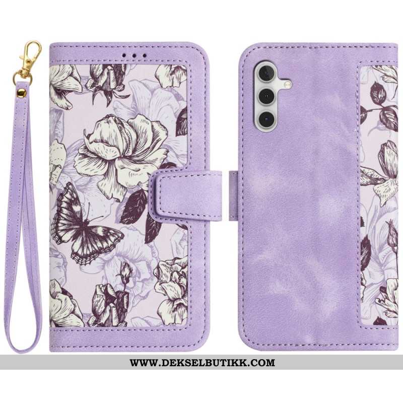 Folio Deksel Samsung Galaxy S25 5g Lommebok Med Blomstereffekt