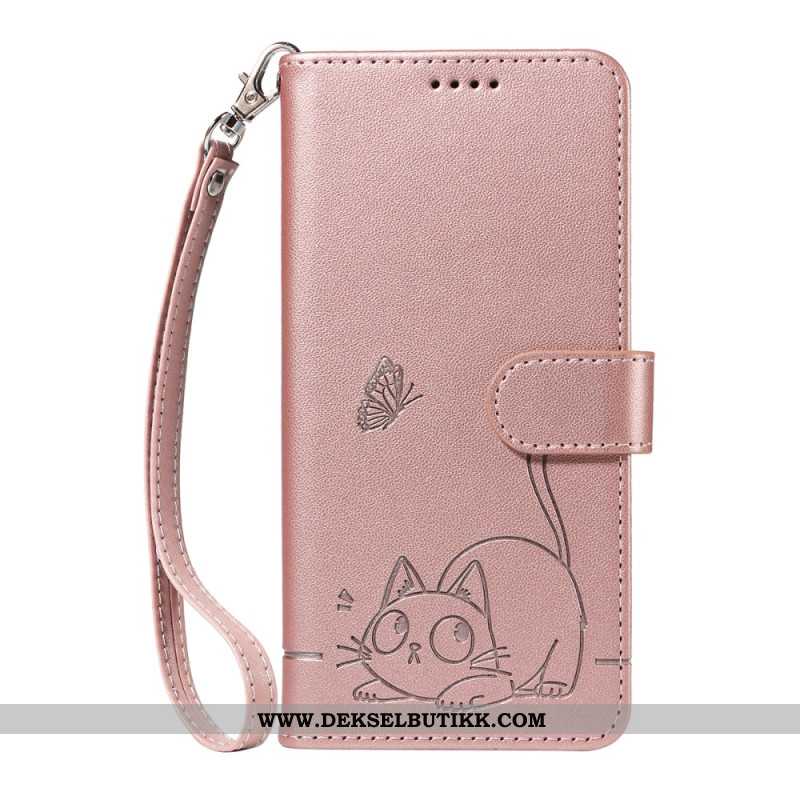 Folio Deksel Samsung Galaxy S25 Fe Kattetrykk Med Stropp