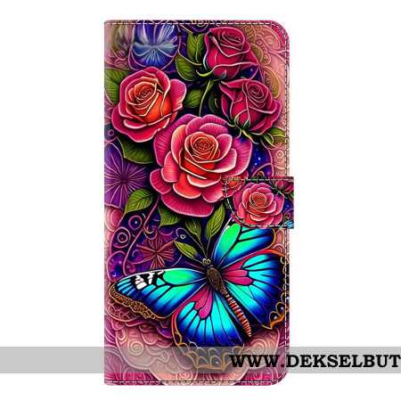 Folio Deksel Samsung Galaxy S25 Plus 5g Blåaktig Sommerfugl Beskyttelse Deksel