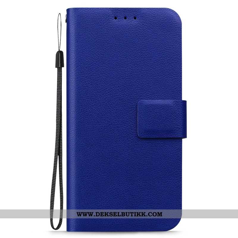 Folio Deksel Samsung Galaxy S25 Plus 5g Ensfarget Skinneffekt Med Stropp