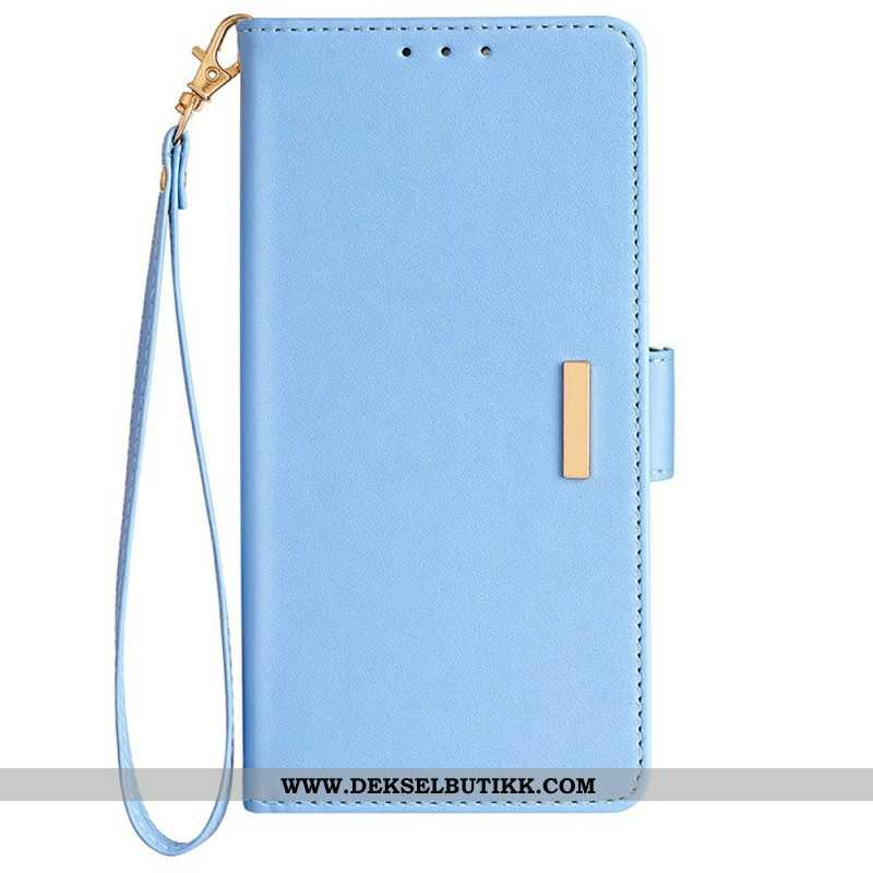 Folio Deksel Samsung Galaxy S25 Plus 5g Gulllås Med Stropp Beskyttelse Deksel