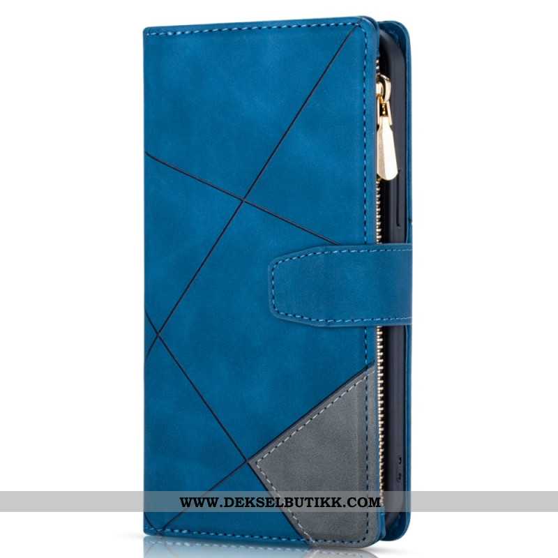 Folio Deksel Samsung Galaxy S25 Ultra 5g Geometrisk Stil Med Semsket Skinneffekt Beskyttelse Deksel