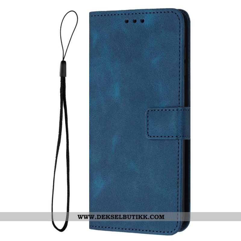 Folio Deksel Samsung Galaxy S25 Ultra 5g Klassisk Skinneffekt Med Stropp Beskyttelse Deksel