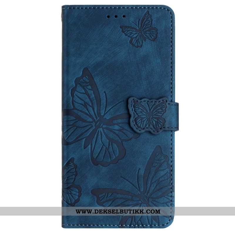 Folio Deksel Samsung Galaxy S25 Ultra 5g Sommerfugler Med Semsket Skinneffekt Beskyttelse Deksel