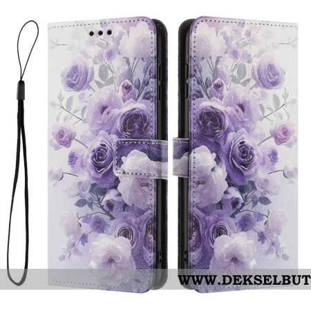 Folio Deksel Samsung Galaxy S26 Plus Lilla Roser Beskyttelse Deksel