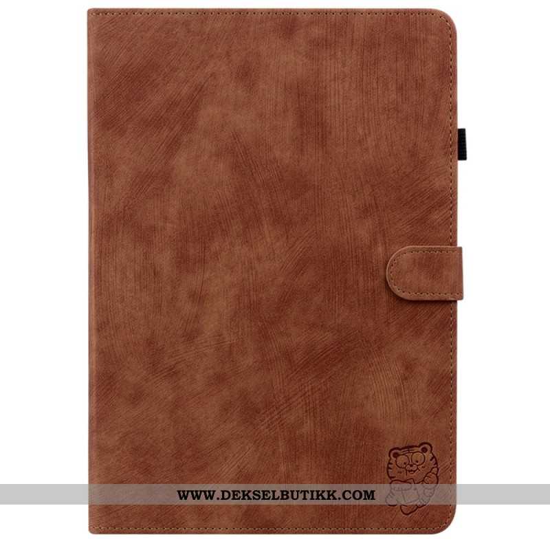 Folio Deksel Samsung Galaxy Tab S10 Plus Liten Tiger Med Semsket Skinneffekt