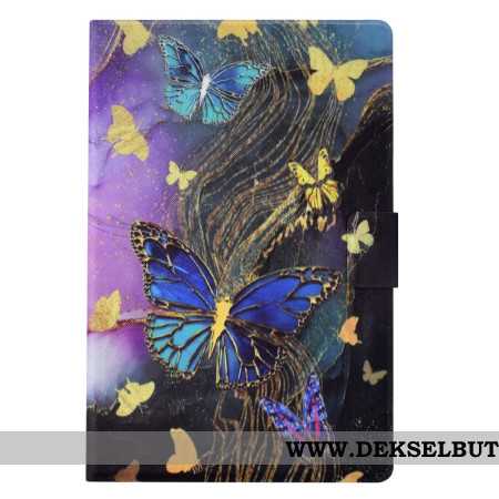 Folio Deksel Samsung Galaxy Tab S11 Gyldne Og Fargerike Sommerfugler