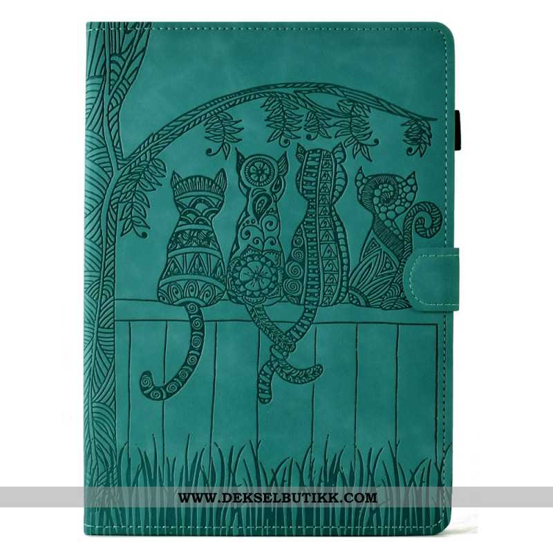 Folio Deksel Samsung Galaxy Tab S11 Kattemotiv Med Semsket Skinneffekt Beskyttelse Deksel