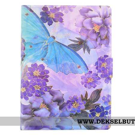 Folio Deksel Samsung Galaxy Tab S11 Peoner Og Sommerfugler Beskyttelse Deksel