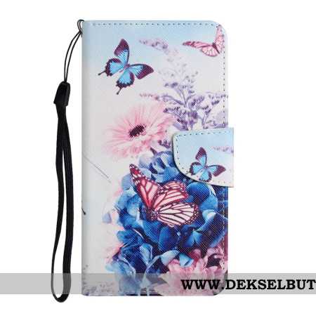 Folio Deksel Til Samsung Galaxy A17 4g / 5g Sommerfugler Og Blomster